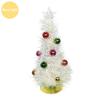 Metallic Tinsel Christmas Tree Light-up Foil Fringe Christmas Tree with Ball Ornaments for Holiday Home Office Tabletop Decoration