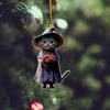 Halloween Cat Ornament Cute Cat with Witch Hat Pumpkin/Skull Hanging Decoration 2D Flat Acrylic Car Rearview Mirror Charm Christmas Tree Decoration