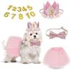 CIEHER Dog Birthday Party Supplies, Dog Birthday Hat + Bow Tie + Pink Tutu Skirt Dog Party Decorations, Dog Birthday Hat with Numbers Cat Dog Puppy