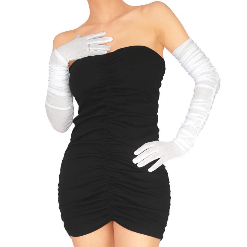 

Жіночі прозорі сітчасті довгі рукавички для вечірок, весіль та концертів 100cm x 13cm білий