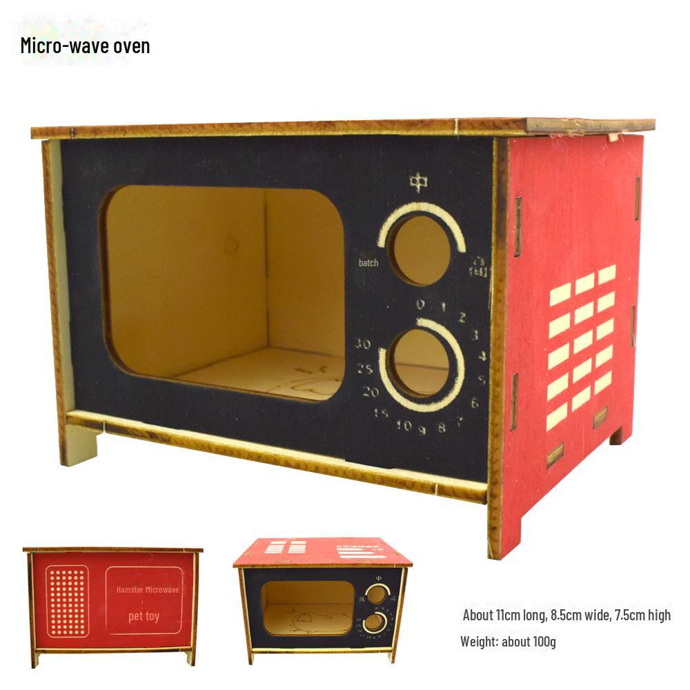 Solid Wood Hamster Climbing Frame Car House with Stairs and Platform Nest Fence for All Seasons.