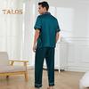 2-teiliges Pyjama-Set für Herren aus Seidensatin mit Reverskragen und Button-Down-Pyjamaoberteil mit Brusttasche, elastischer Bund und Hose, Nachtwäsche