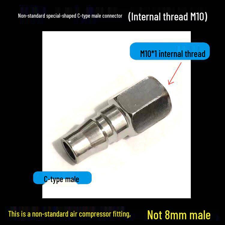 8mm M10*1 Stainless Steel High Pressure Quick Connect Male Coupler for 8mm Female.