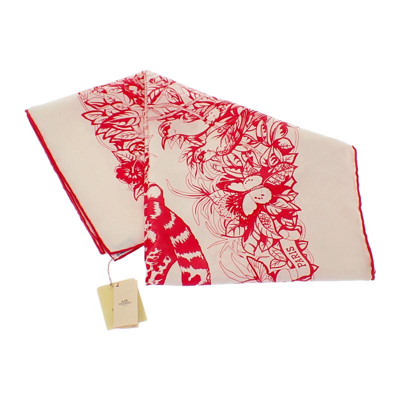 HERMES  171876SC08  scarf white/pink silk Women