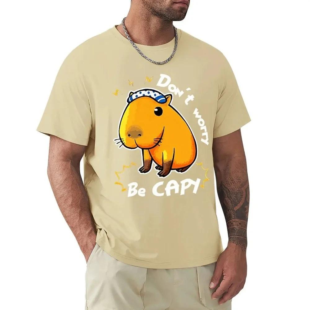 Capybara Capybara Love Dont Worry Be Capy T Shirts Cartoon Graphic TShirts Cool Short Sleeve Clothing Streetwear T-Shirts Tops
