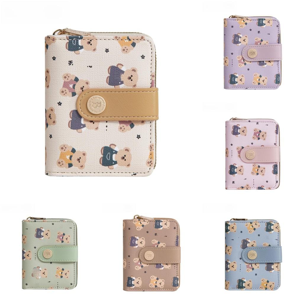 Bear Pattern Print Ladies Wallet Card Case Made Of Pu With Antitheft Features For Women