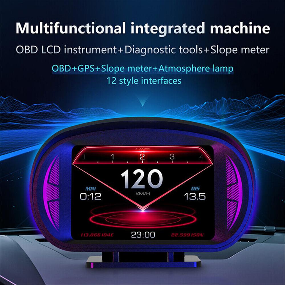 3 In Car OBD GPS HUD Digital Head Up Display Speedometer Speed Temp Alarm Gauge