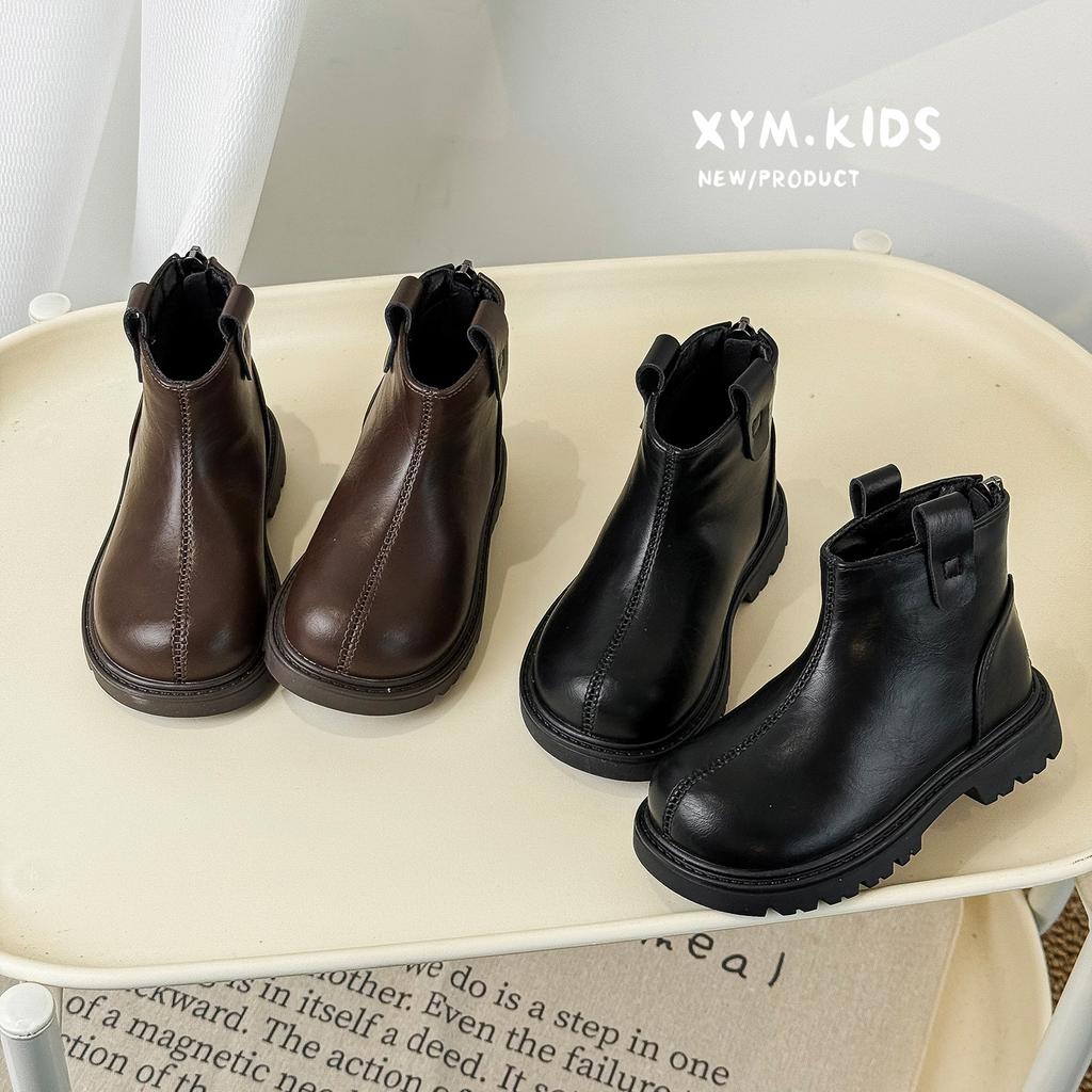 2025 Winter New Children's Martin Boots Fashion Versatile Girls Short Boots Korean Version Simple Girls Leather Boots