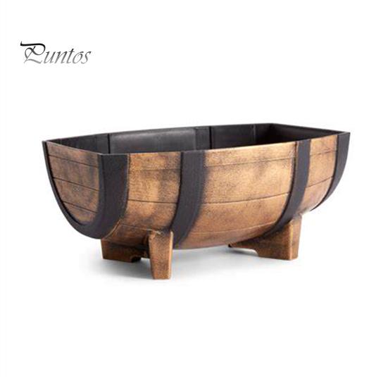 

Деревенский полубочка для цветов, устойчивый к погодным условиям цветочный горшок с дренажным отверстием, крытый и уличный цветочный горшок-бочка для цветов и трав черный коричневый