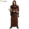 Mysterious Black And White Long Robe For Men Perfect For Halloween Festivities And Stage Events