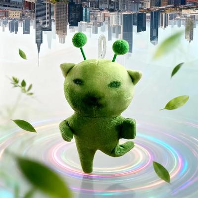 Green Alien Cat Special Effect Plush Toy Poseable and Deformable Stuffed Animal Creative Ugly Cute Plushie Keychain For Beautiful Gifts