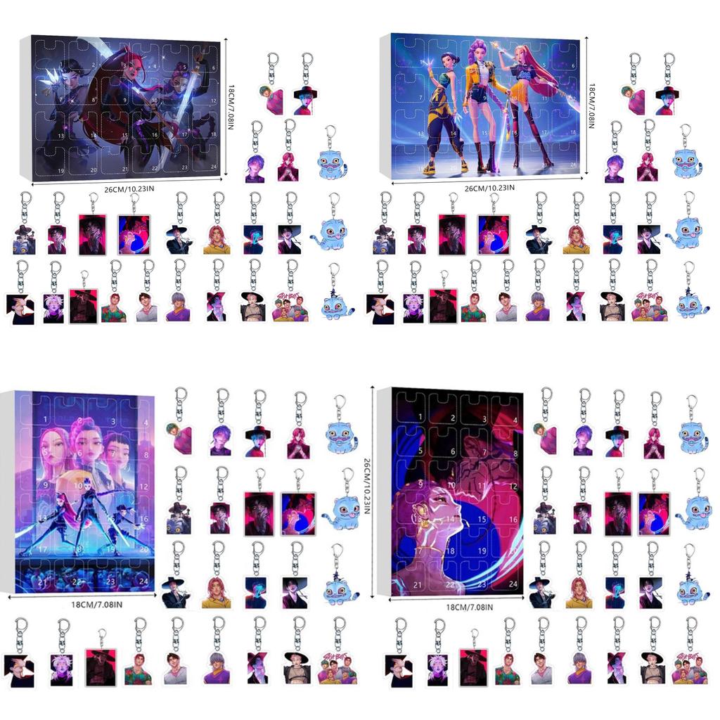 Kpop Demon Hunters Christmas Countdown Calendar With Acrylic Keychain Car Decor Gifts For Fans