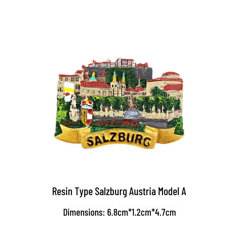 Austrian 3D Resin Fridge Magnet - Vienna & Salzburg Creative Souvenir
