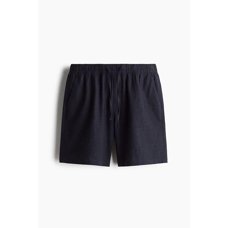 

HM Men s Clothing Shorts 2025 Summer New Arrival Casual Style Linen Blended Shorts 1258657 Navy blue 175/88(M)