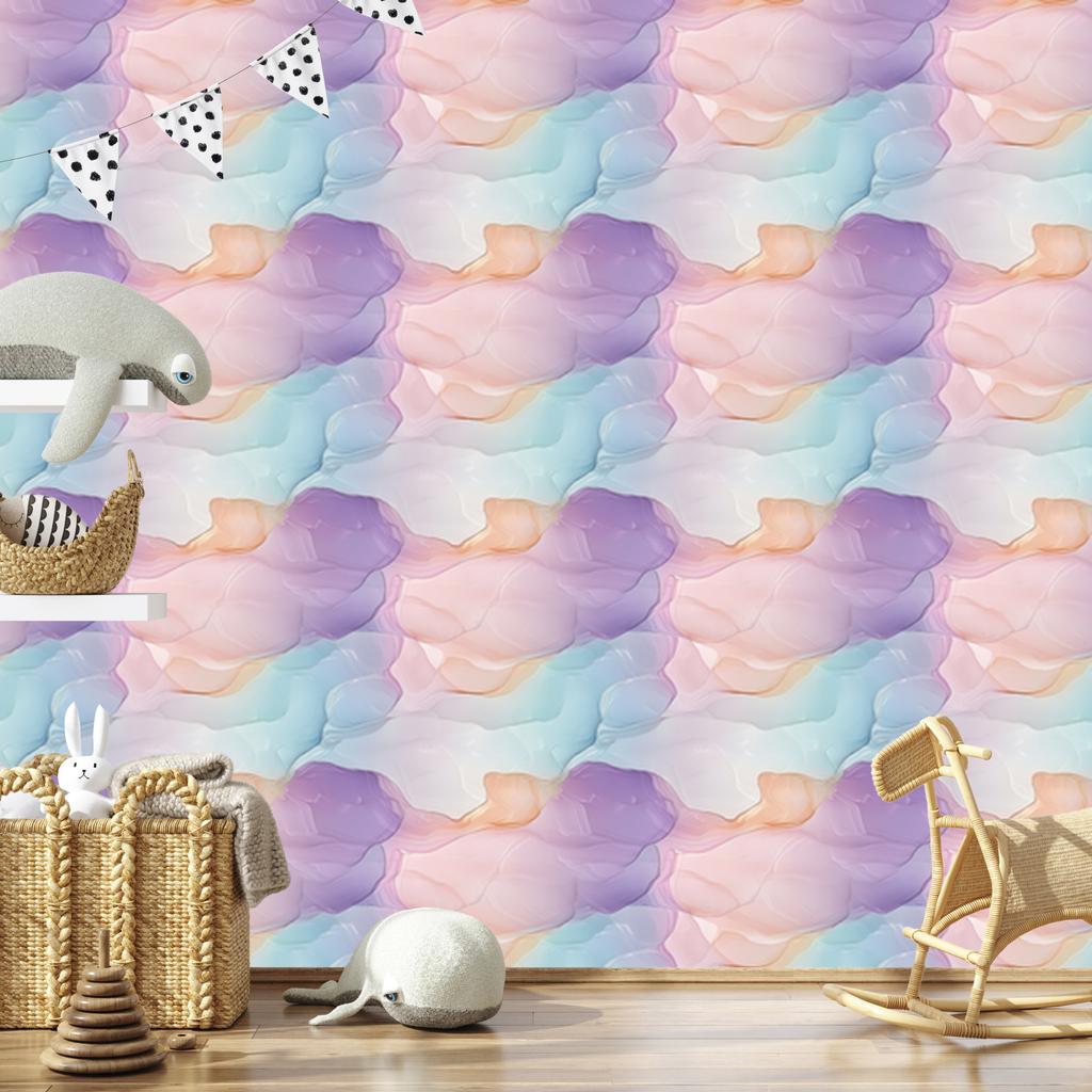 Ink Wallpaper Light Gray, Purple and Coral 50x1000