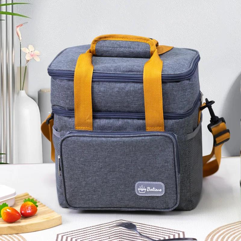 Thermische Lunchtaschen Strapazierfähiger Camping Oxford Rucksack Isolierte Lunchtasche Großvolumig Picknick Strapazierfähig Barbecue Grill Lebensmittelbox