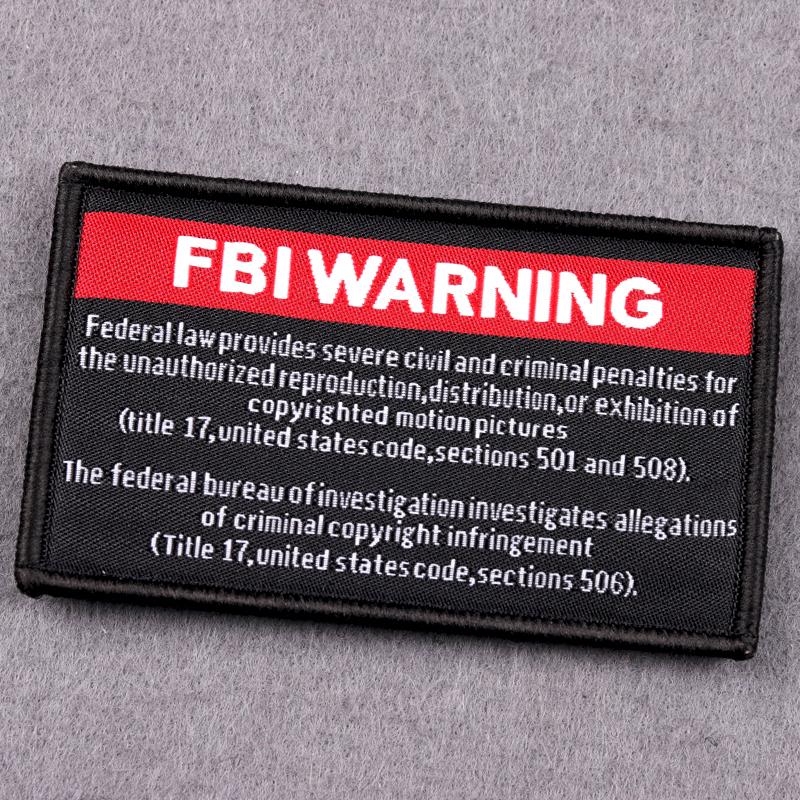 FBI WARNING Patches For Clothing Hook Loop Patch Sewing Patches For Clothes Woven Patch Sewing On Clothes Stickers Badges