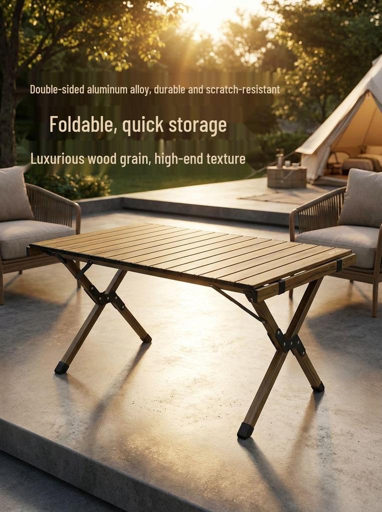 Double-Sided Lightweight Aluminum Folding Camping Table for Outdoor, Barbecue, and Leisure Use