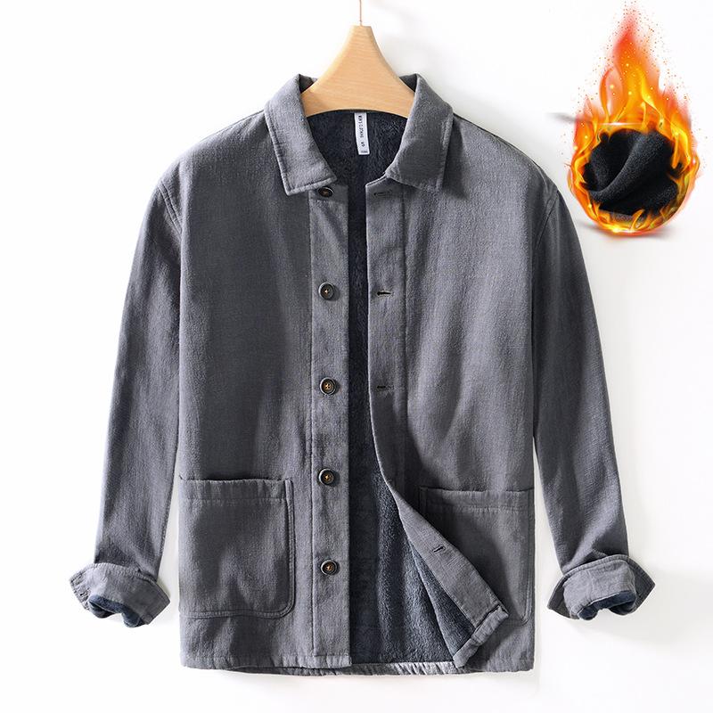 

Мужская зимняя куртка в китайском стиле, пальто из рами, хлопка и флиса, повседневная, для тепла, на пуговицах, традиционная мужская одежда XXXL серый