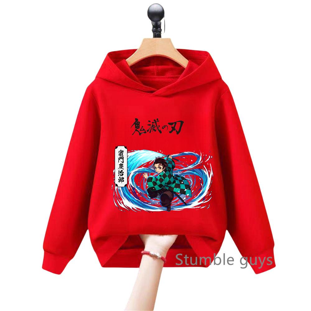 Cute Anime Demon Slayer Kids Hoodie Sweatshirt for Boys Girls Cartoon Long Sleeve Casual Daily Wear