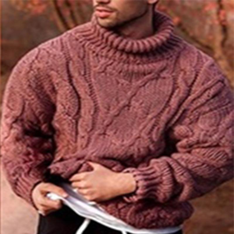 

CoolJacket Мужской осенне-зимний модный вязаный топ с круглым вырезом в полоску, повседневный свитер M красный
