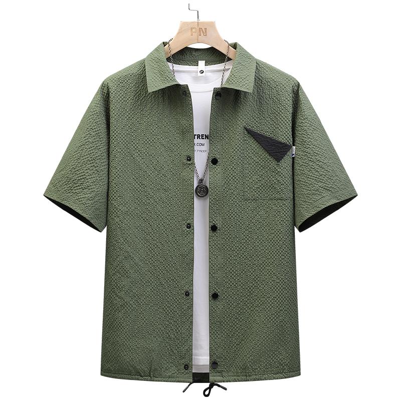 

Shirt Men Short Sleeve Men Tshirt Set Bubble Oversize Plus Size Summer T-shirts Quick Dry Breathable Fashion Loose 8XL темно-зелений колір