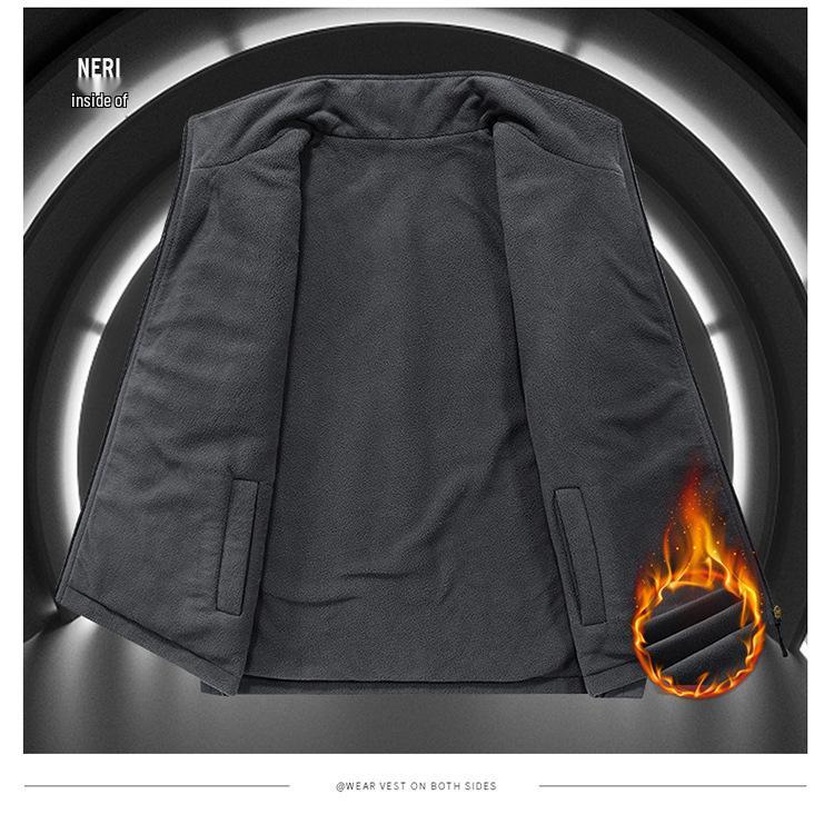 Wendbare Fleeceweste für Herren: Mehrere Taschen, dick gefüttert, für Herbst- und Winter-Outdoor-Arbeitskleidung