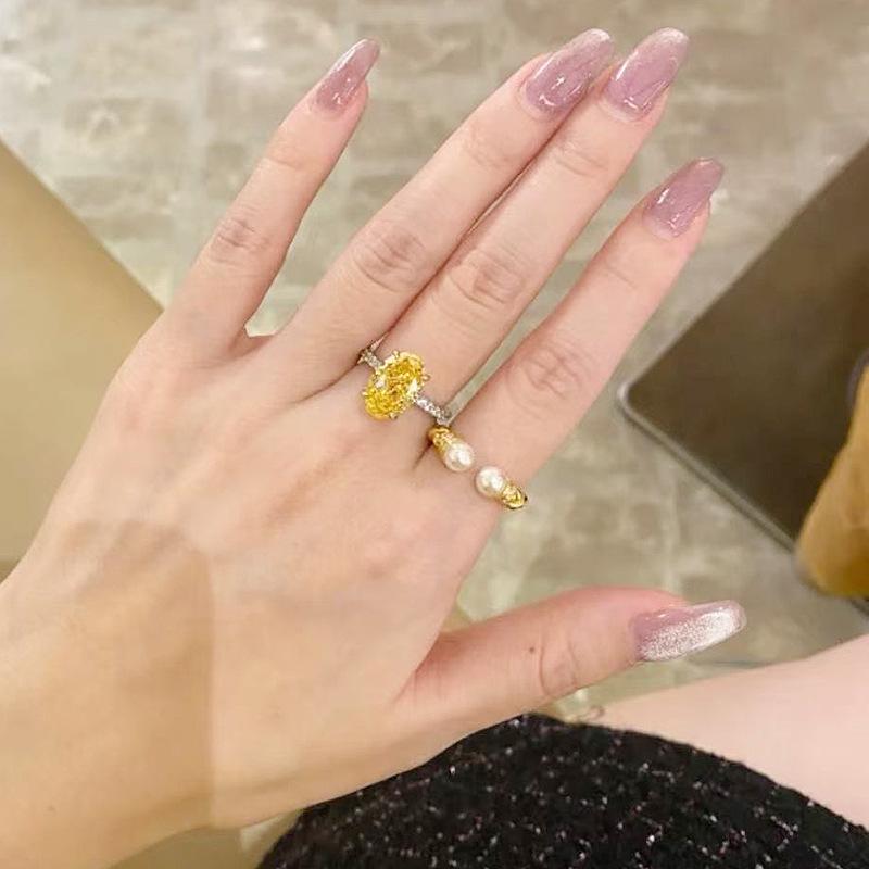 Xiancan Schmuck 2021 Ovaler Brillantring: 925er Silber mit Kohlenstoffdiamant für Damen.