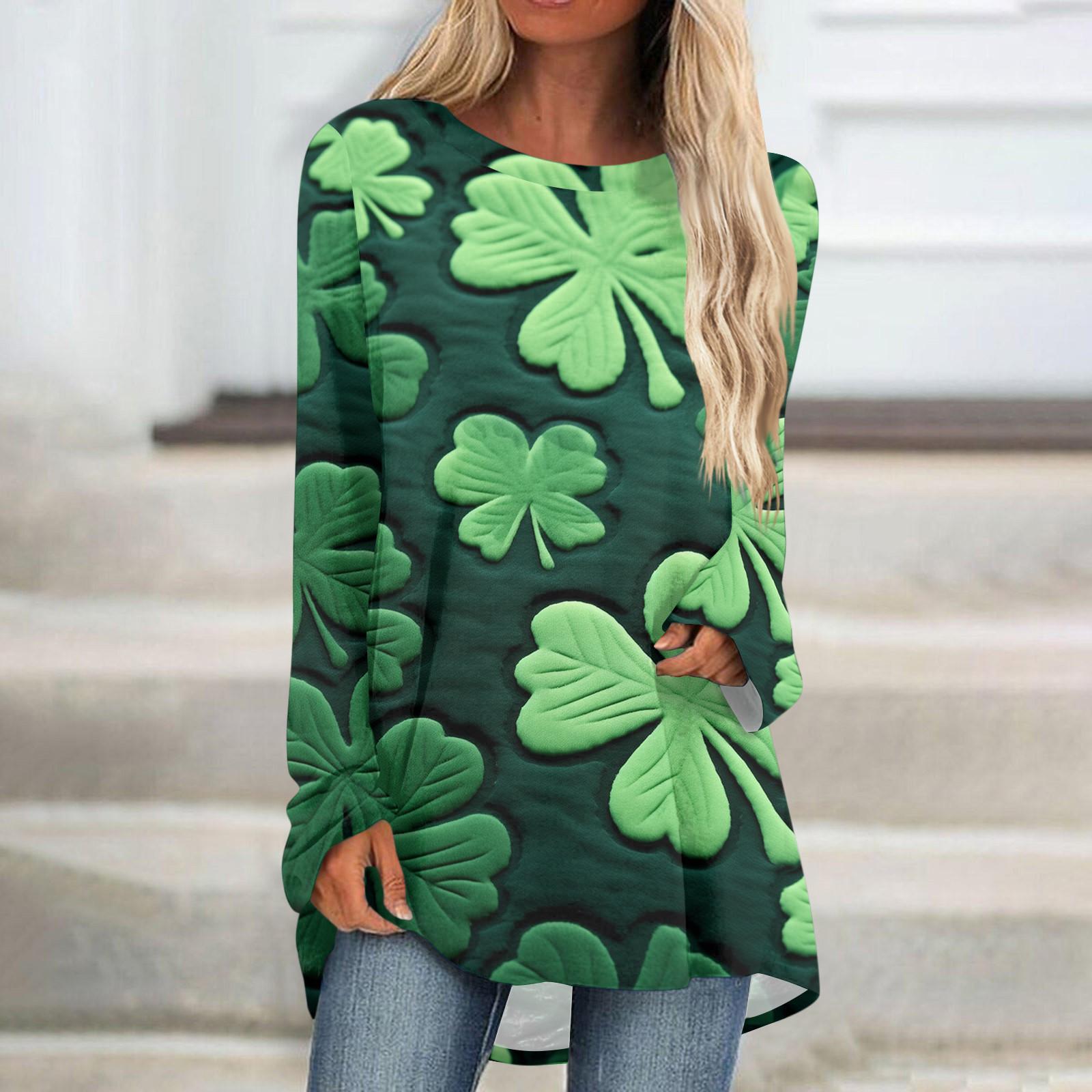 

Женская модная повседневная футболка с принтом, длинный рукав, круглый вырез, средний длинный топ L