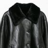 PBZA Womens Faux Leather Jacket Double-sided Fur-lined Coat Winter