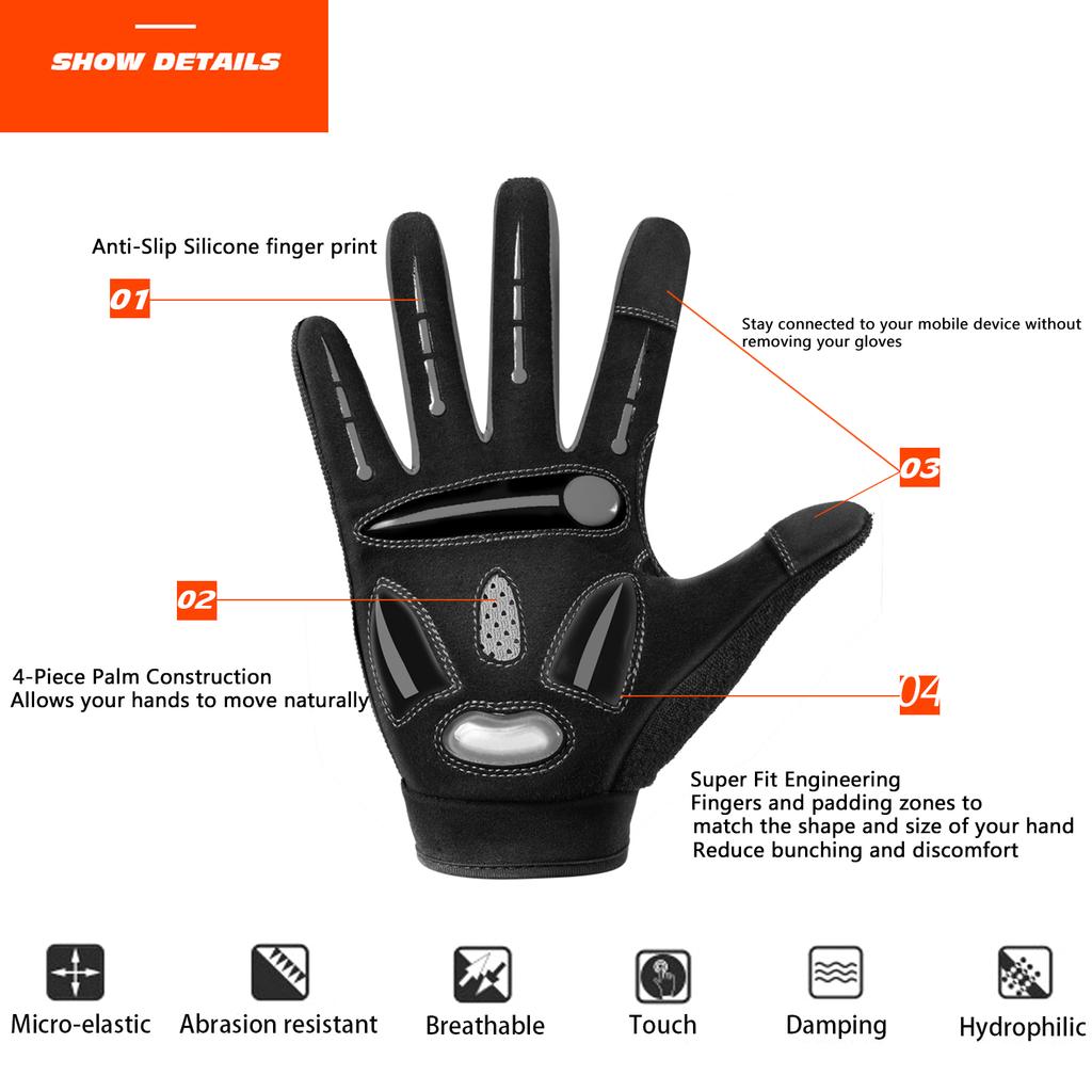 Rękawiczki rowerowe MOREOK Gel Shockproof MTB Road Bike Rękawiczki oddychające Wytrzymałe rękawiczki rowerowe Antypoślizgowe rękawiczki rowerowe dla mężczyzn i kobiet