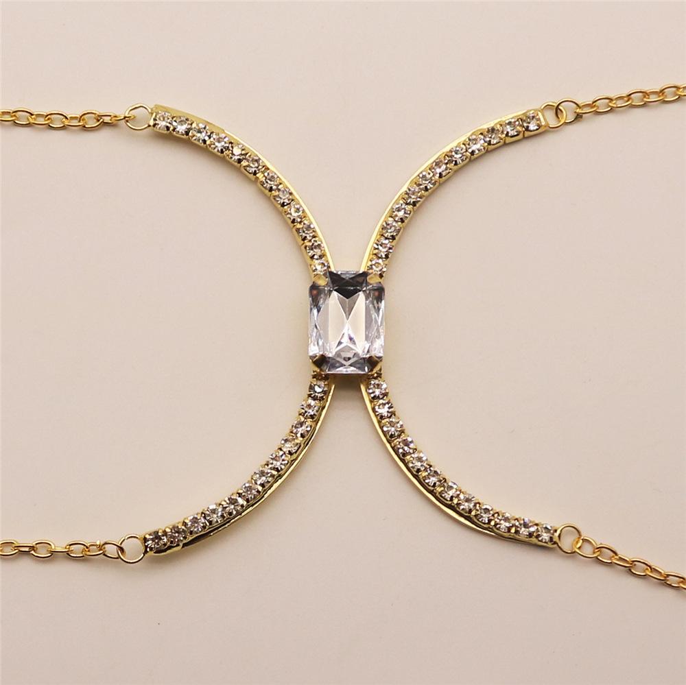 Accessories Square Gemstone Zircon Chest Rest Luxury Sexy Rhinestone Body Chain Body Chain