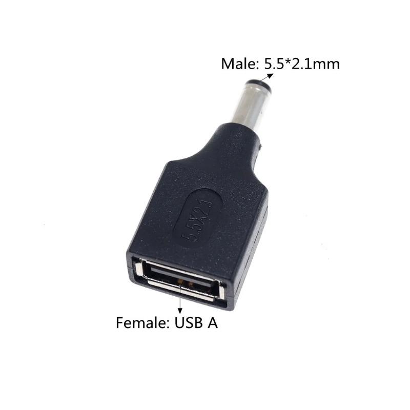 DC Female To USB 2.0 Type A Male Plug DC Jack Socket Connector 5V Power Plugs Adapter 5.5*2.1mm Charging Converter Laptop PC DIY