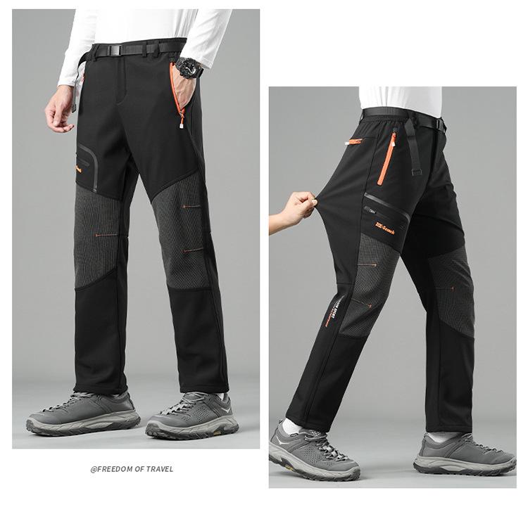 Men's Plus Velvet Winter Ski Pants - Windproof, Waterproof, Wear-Resistant, Warm for Hiking, Fishing, and Mountaineering.