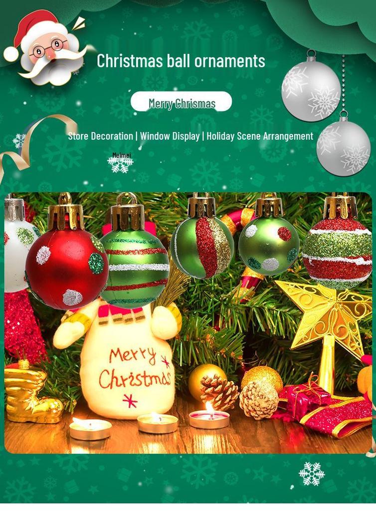 24 Irregular Cross-border Painted Christmas Tree Ornaments - 3cm Ball Set