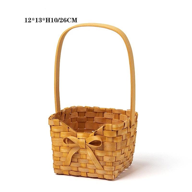 Ивовая Ротанговая Корзина для Цветов Невесты Контейнер для Пикника Ручная Плетение Корзина для Цветочной Композиции с Ручкой Плетеная Корзина для Пикника A3
