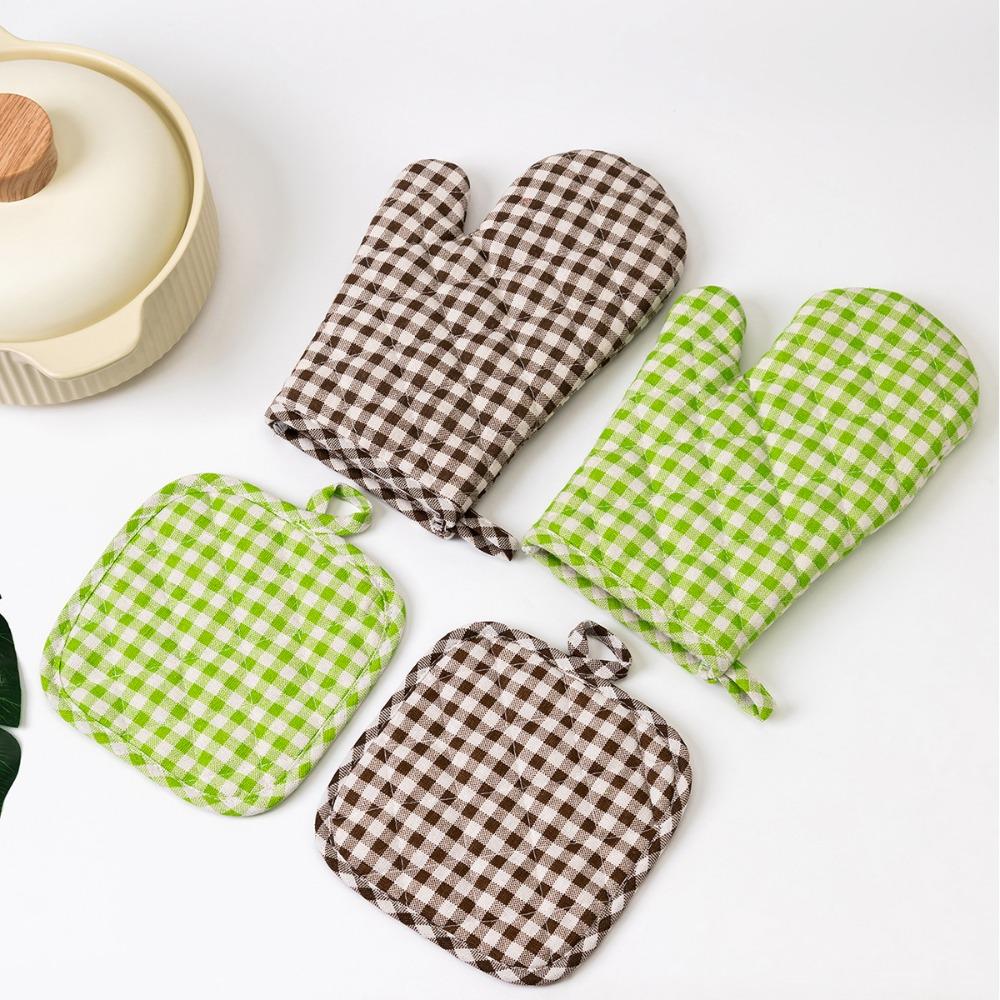 4 Piece/Set Heat-Resistant Microwave Mitten Cotton Lining Insulated Glove Kitchen Gloves Cooking
