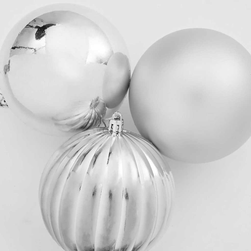 XXL Christmas Ornament Set 3 pcs Silver Plastic