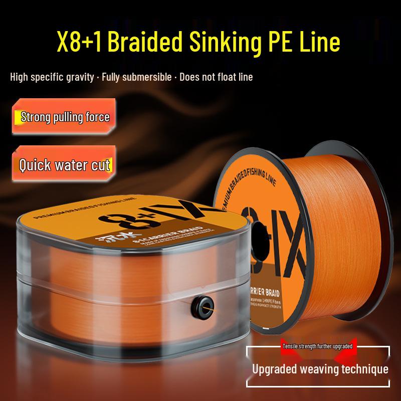 Upgrade X8+1 Braided Sinking PE Fishing Line: High Density, Fast Sinking, Strong Tensile, Long Cast for Sea Fishing