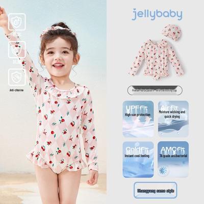 JELLYBABY Girls' Sun-Protective Quick-Dry One-Piece Swimsuit