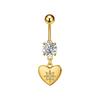 Fashion Heart Stainless Steel Belly Button Ring Shiny Zircon Dangle Navel Ring For Women Sexy Body Piercing Beach Jewelry