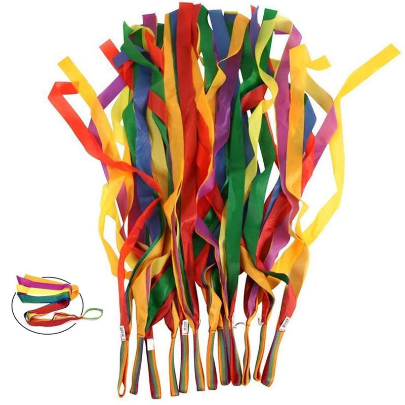 2Pcs Rainbow Ribbon Streamer Rhythmic Gymnastics Dance Fun Party Games Kids Sensory Development Toys Kinder Spiele