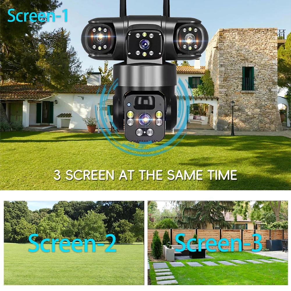 V380 PRO HD 15MP Outdoor Solar Camera Three Lens 4G SIM Camera Waterproof Two-way Intercom Mobile Tracking PIR Security Camera