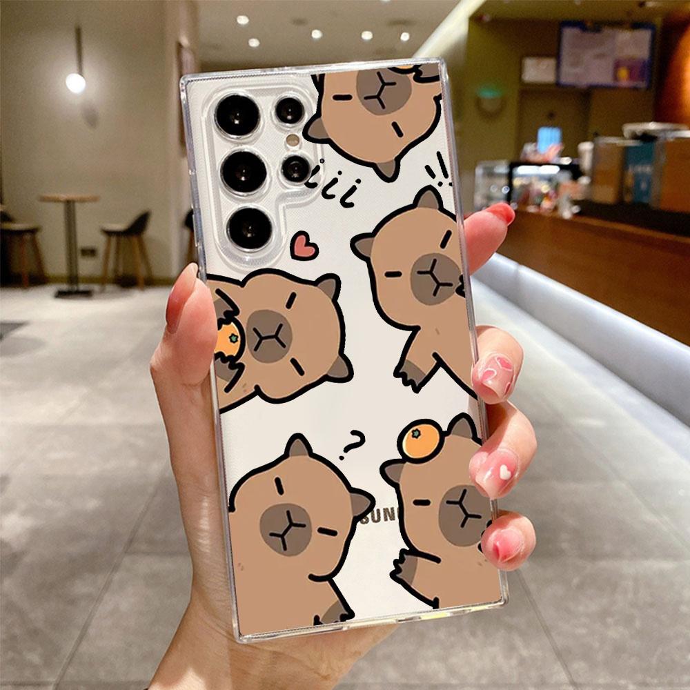 Cute Cartoon funny Capybara Phone Case for Samsung Galaxy S24 S20 S21 FE S22 Plus S23 Ultra 5G Soft Transparent Cover Fundas
