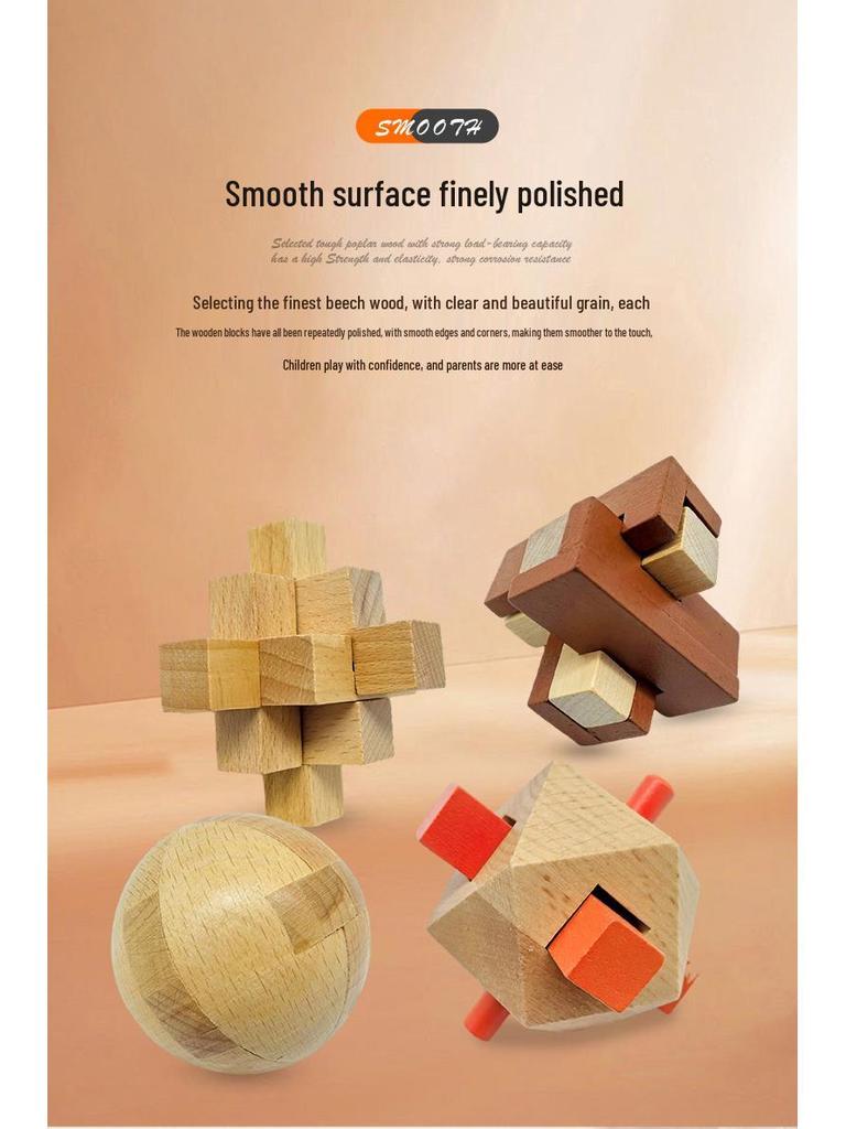 Kongming & Luban Interlocking Puzzle Set: Educational Toys for 7+ Year Olds, Enhancing Intelligence and Relaxation with Nine Building Blocks.