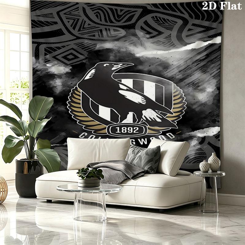 Collingwood Football Club Wandteppich Ästhetisches Wandbehang Gedruckter Stoffdecke Dekorative Wandteppiche für Schlafzimmer Wohnzimmer Heimdekoration