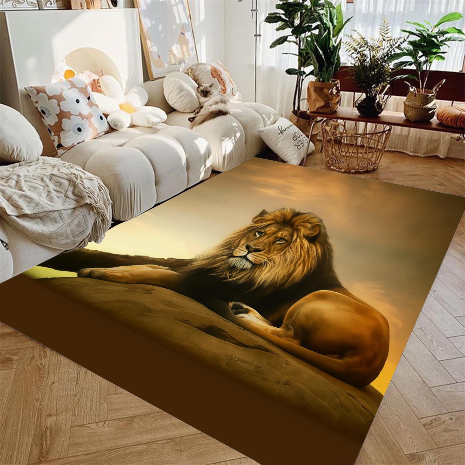 

Wild Animal Lion Printed Carpet Living Room Bedroom Decor Kid Non-slip Parlor Floor Mat Surface Customized Carpet Birthday Gift 50x80cm