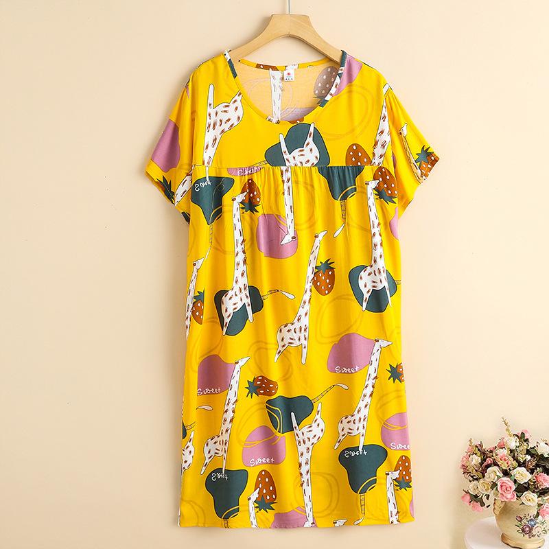 Mom summer dress medium and long pure cotton silk nightdress year-old new Chinese women's knee skirt