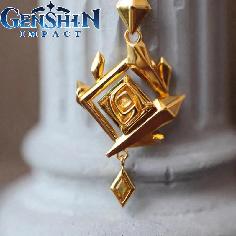 Anime Spiel Genshin Impact Zhongli Geoculus Cosplay Halskette für Erwachsene Unisex Legierungskette Choker Schmuck Kostümzubehör Requisite