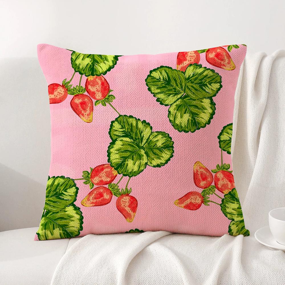 Sunshine Fruit Farm Cushion Cover Natural Linen Organic Fabric DoubleSided Printing Sofa Home Decor Breathable Bed Pillow